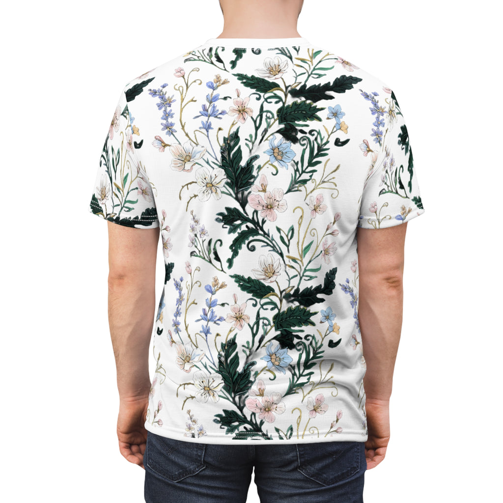Floral Meadow Unisex Tee — Vintage Botanical Pattern
