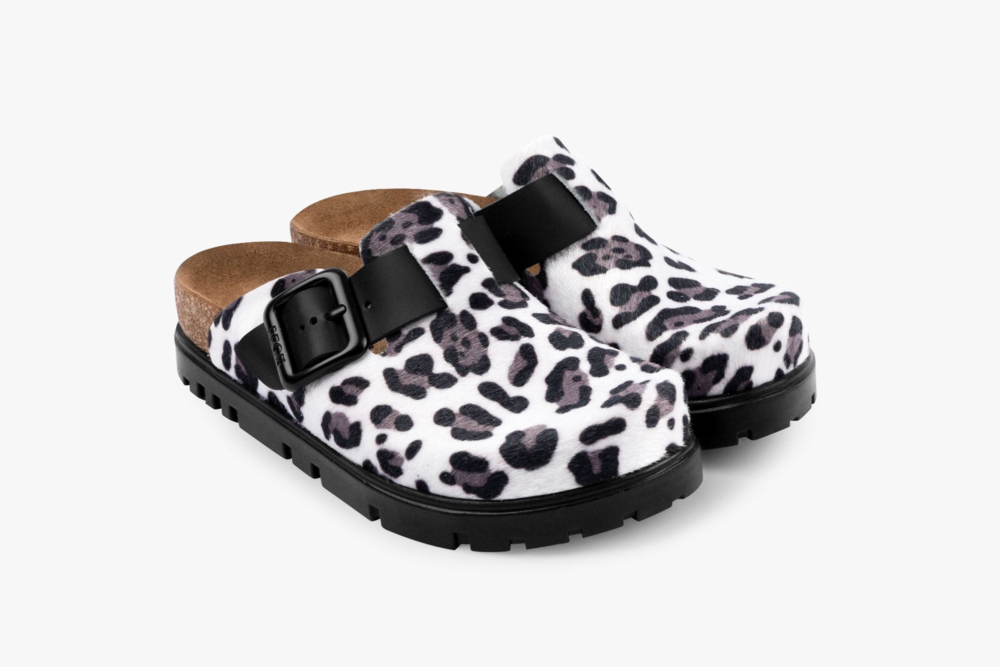 Zoe Women's Leather Platform Clog - Adjustable Buckle with Cork-style Footbed