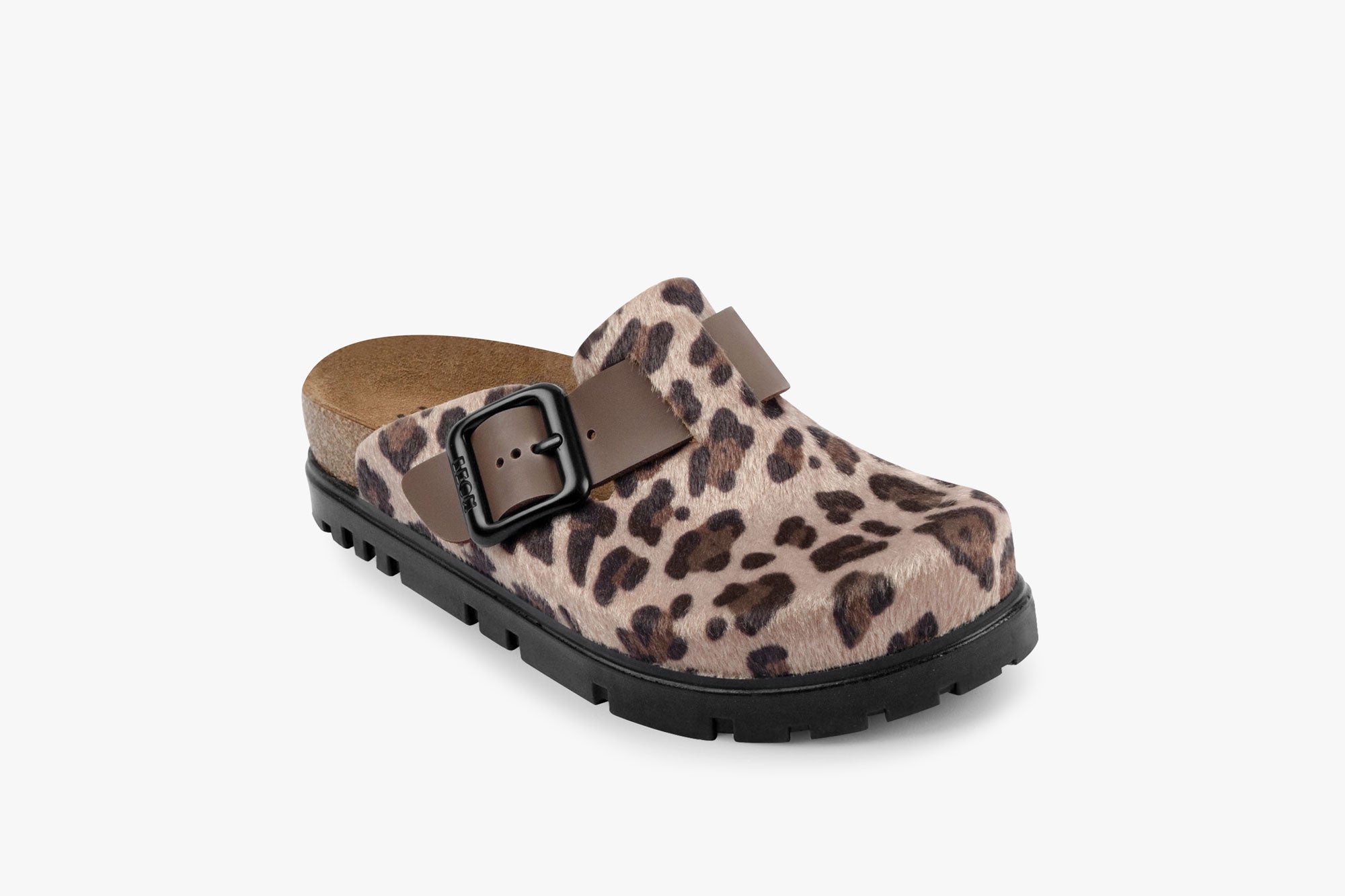 Zoe Women's Leather Platform Clog - Adjustable Buckle with Cork-style Footbed