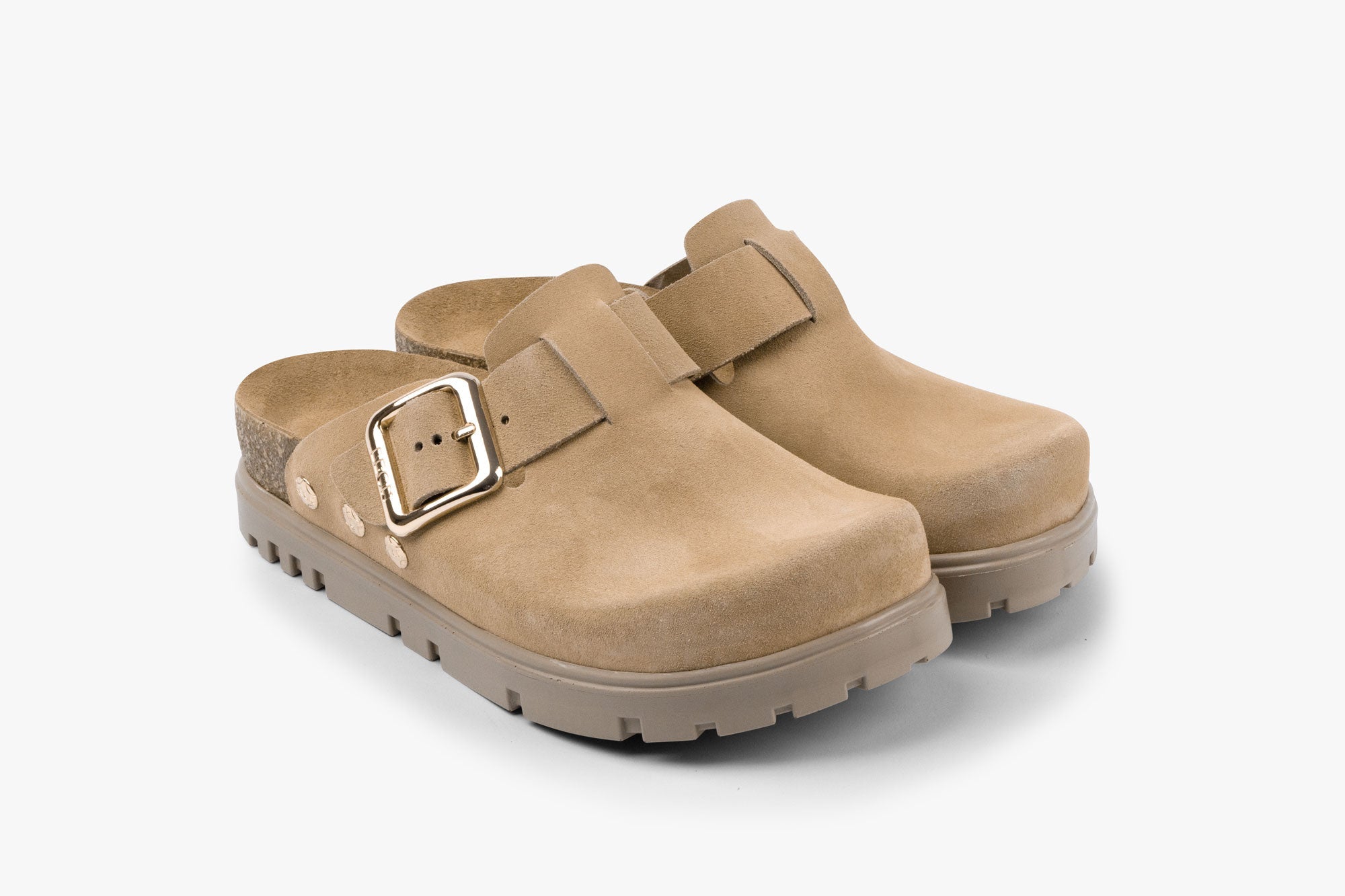 Andora II Women's Leather Platform Clog - Adjustable Buckle & Cork-Style Slide