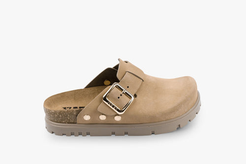 Andora II Women's Leather Platform Clog - Adjustable Buckle & Cork-Style Slide