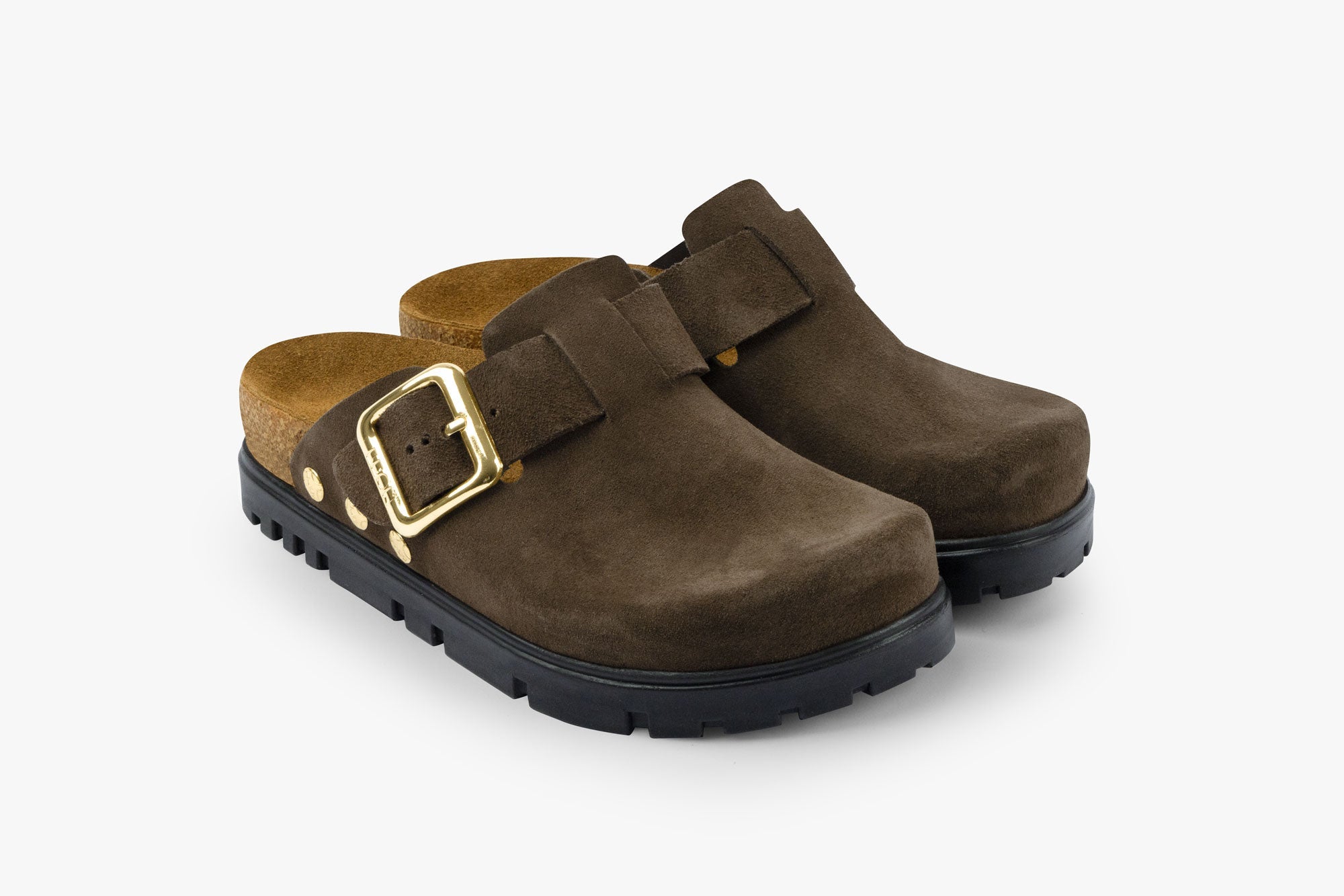 Andora II Women's Leather Platform Clog - Adjustable Buckle & Cork-Style Slide