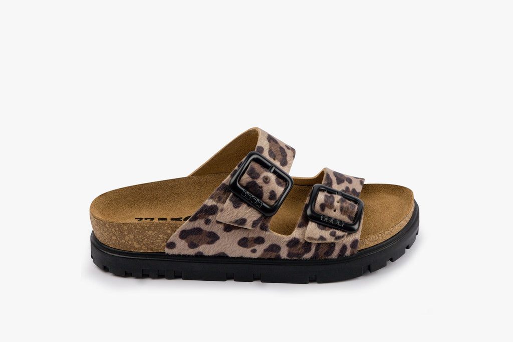 Terra Women's Leather Sandal - Adjustable Buckle Cork-style Footbed