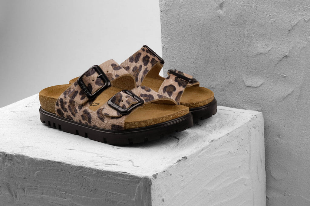 Terra Women's Leather Sandal - Adjustable Buckle Cork-style Footbed