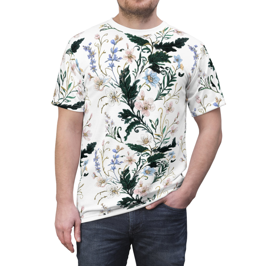 Floral Meadow Unisex Tee — Vintage Botanical Pattern