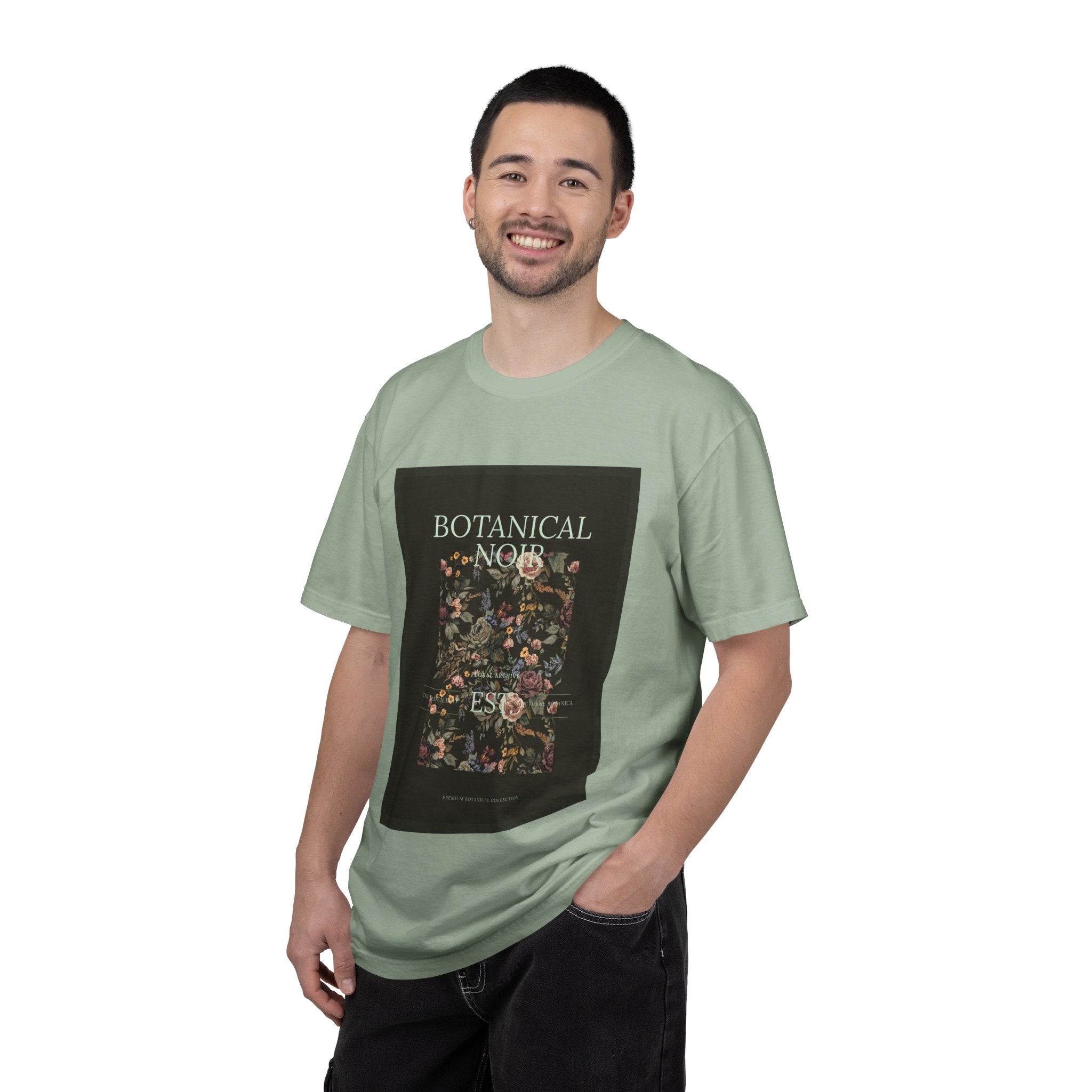 Botanical Noir Unisex T-Shirt — Vintage Floral Poster Tee