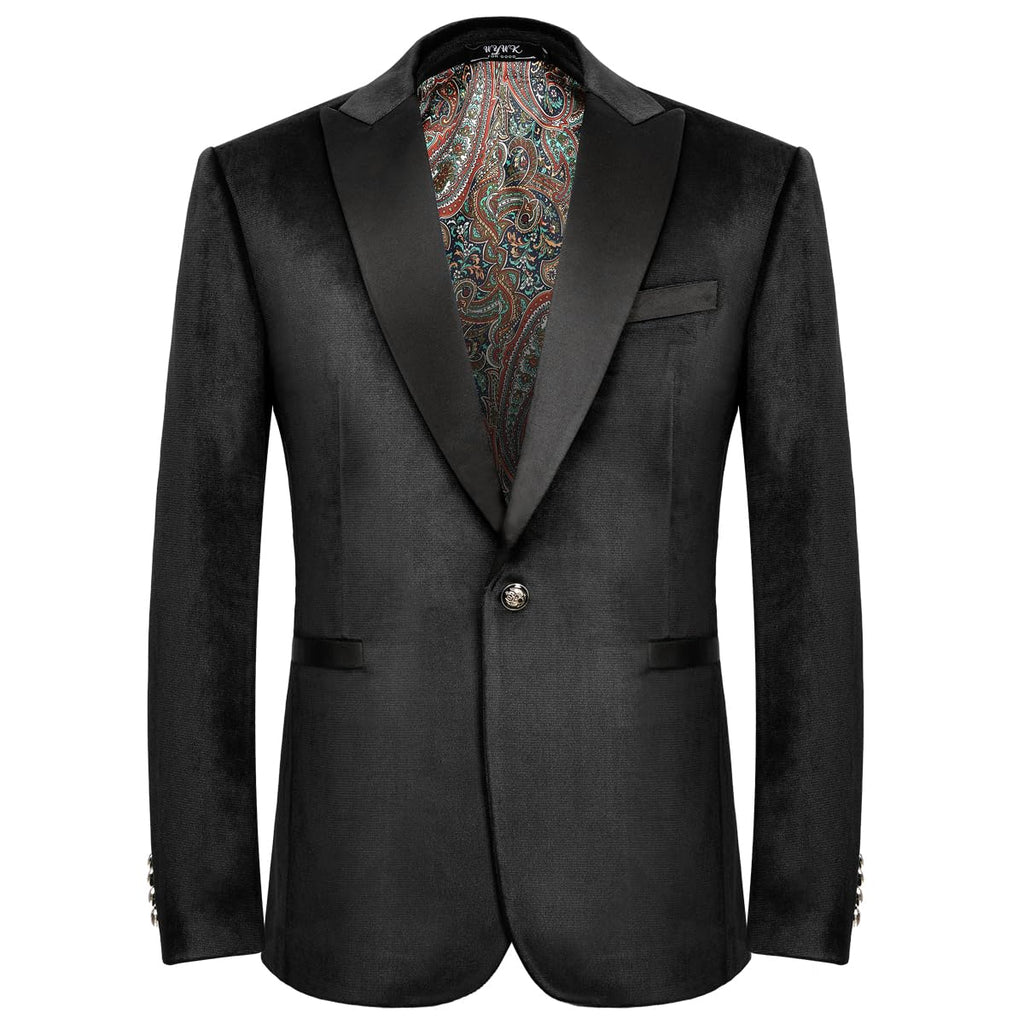 WYWK Men's Velvet Blazer One Button Casual Tuxedo