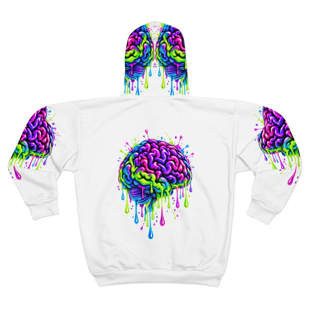 Dripping Neon Brain Zip Hoodie