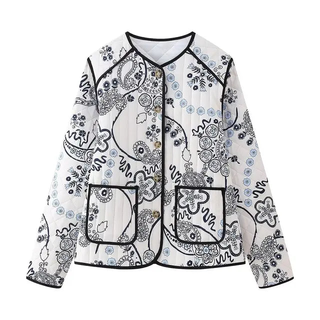BYMANYC Women's Black & White Printed Quilted Jacket