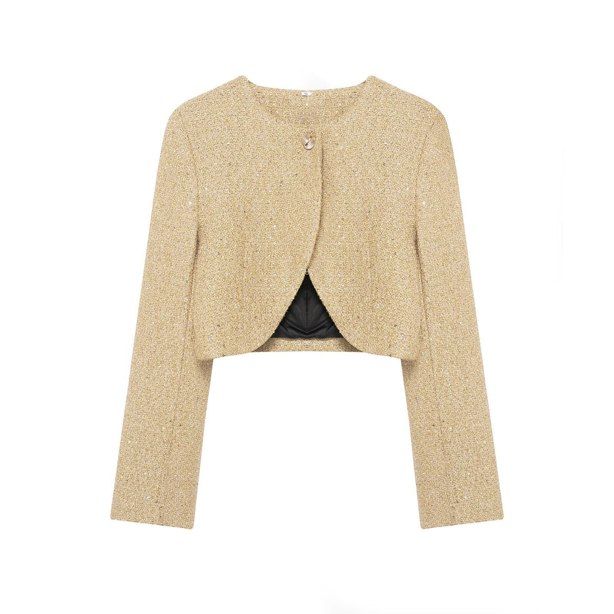 BYMANYC Women's Soho Gold Metallic Tweed Cropped Blazer