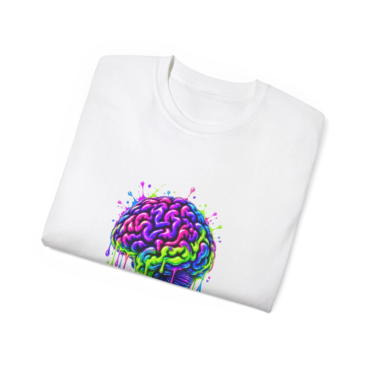 Dripping Neon Brain T‑Shirt — Art Tee