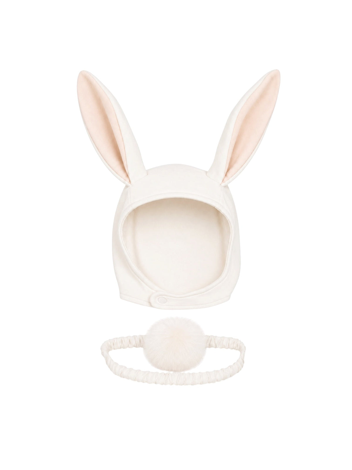 White Bunny Bonnet and Bunny Tail Set