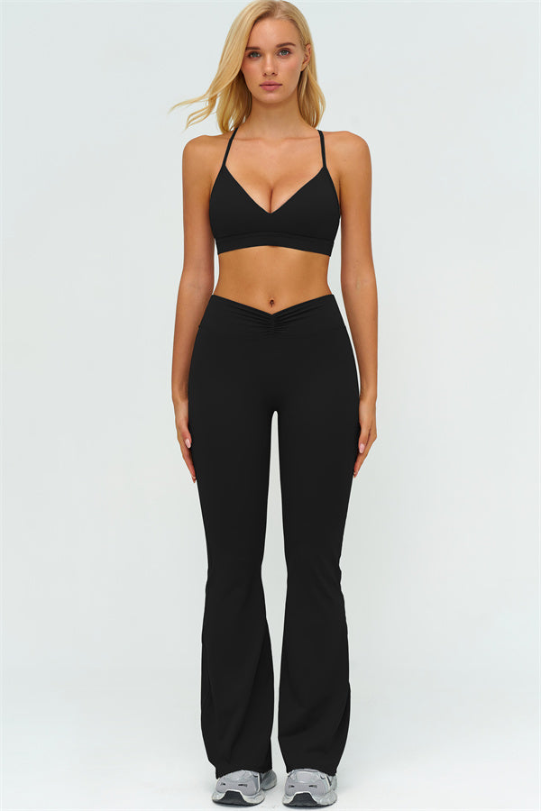 The Lushness Y-Back Sports Bra Flared Leggings 2-Piece Set