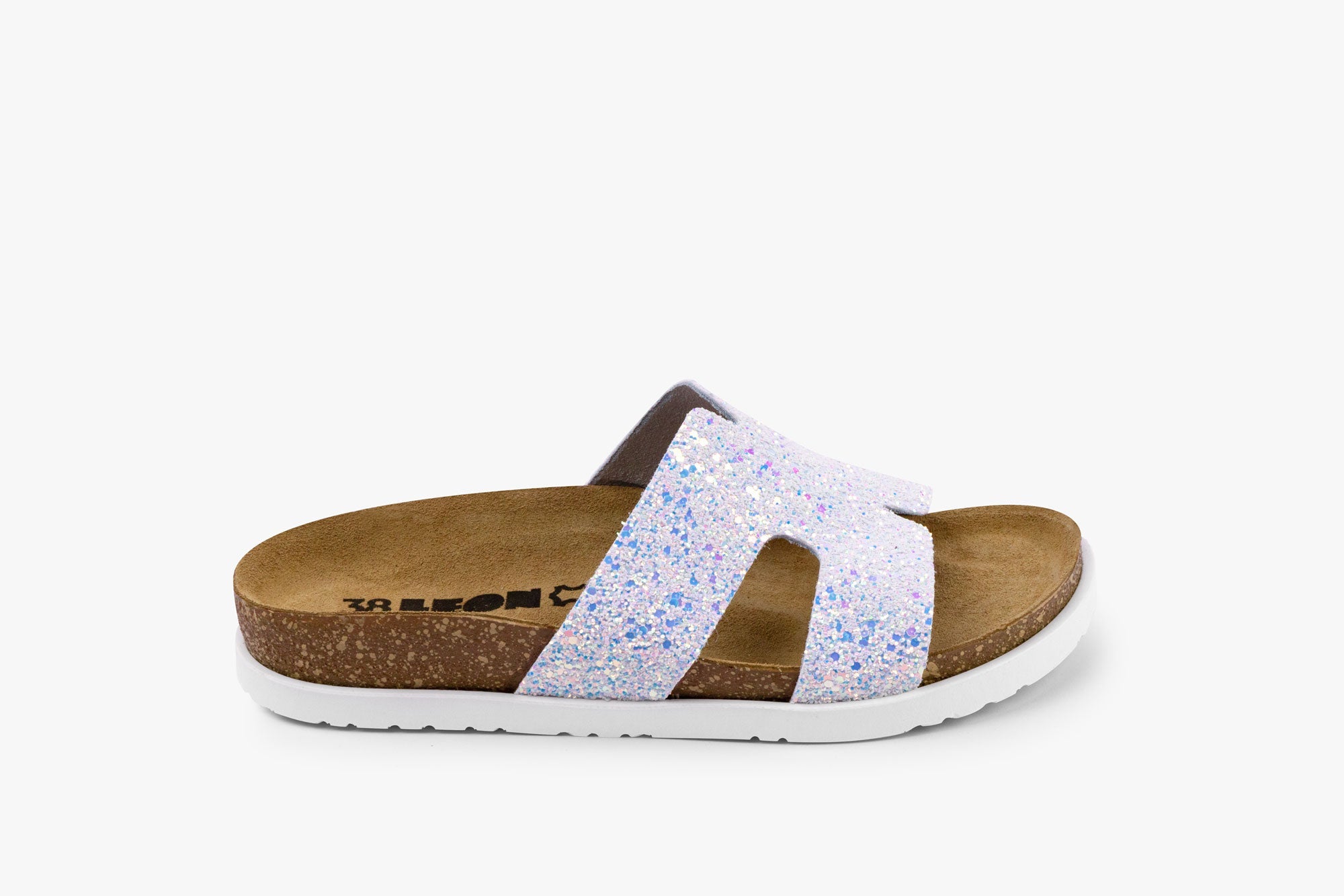 Liora II Women's Leather Sandal - Shimmering Slide Sandals with Glitter Effect