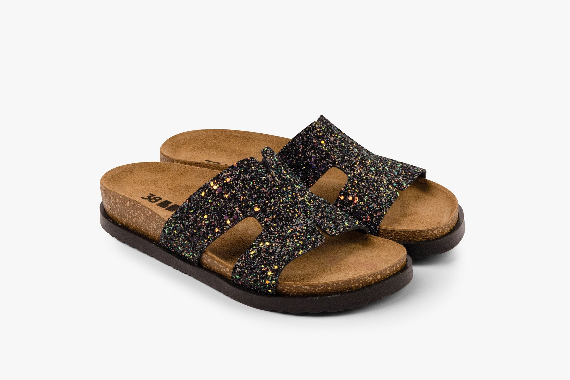 Liora II Women's Leather Sandal - Shimmering Slide Sandals with Glitter Effect