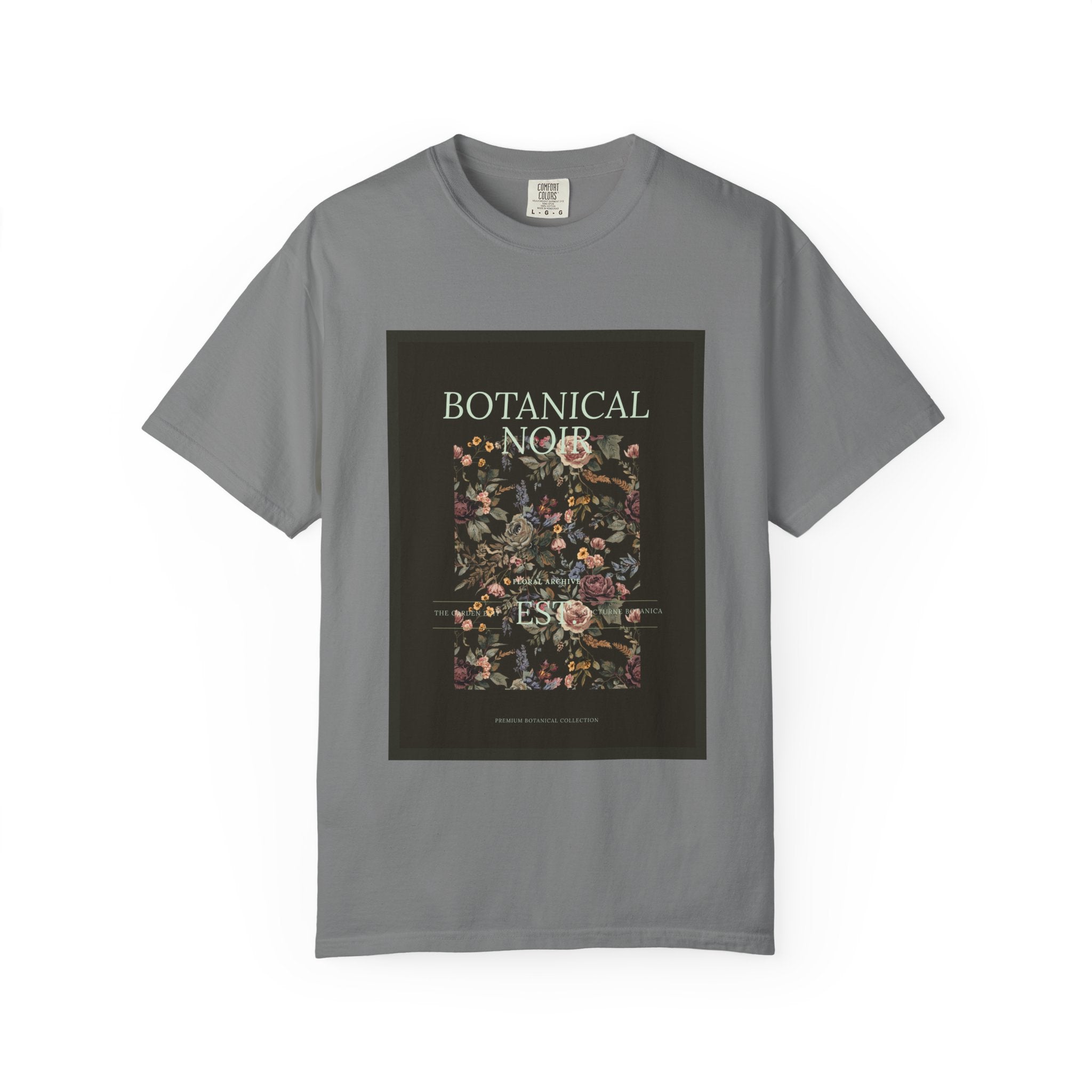 Botanical Noir Unisex T-Shirt — Vintage Floral Poster Tee