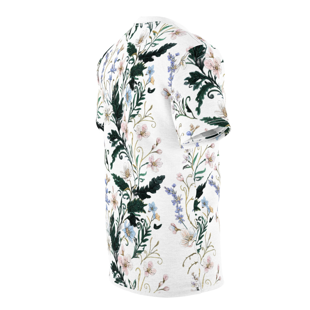 Floral Meadow Unisex Tee — Vintage Botanical Pattern