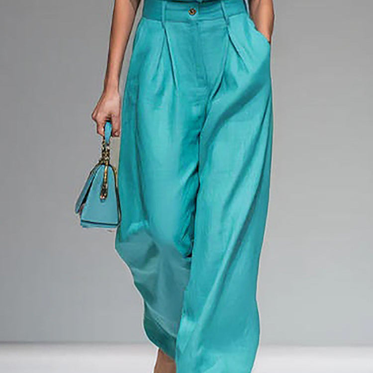 Sleeveless Vest and Wide-Leg Pants Set