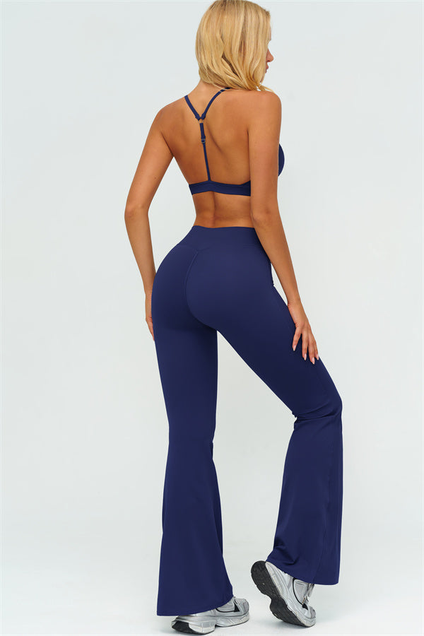 The Lushness Y-Back Sports Bra Flared Leggings 2-Piece Set