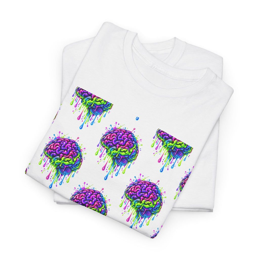 Dripping Brain T-Shirt — Neon Retro Pattern Tee