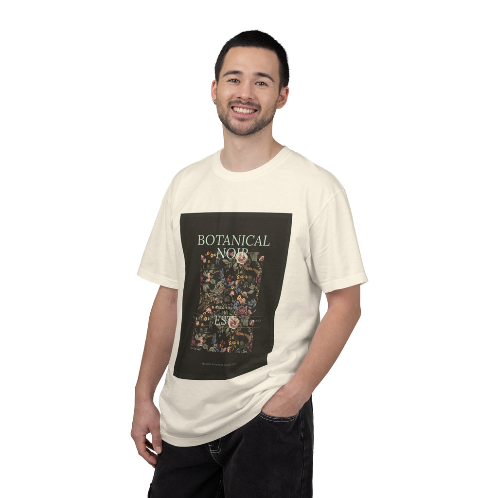 Botanical Noir Unisex T-Shirt — Vintage Floral Poster Tee