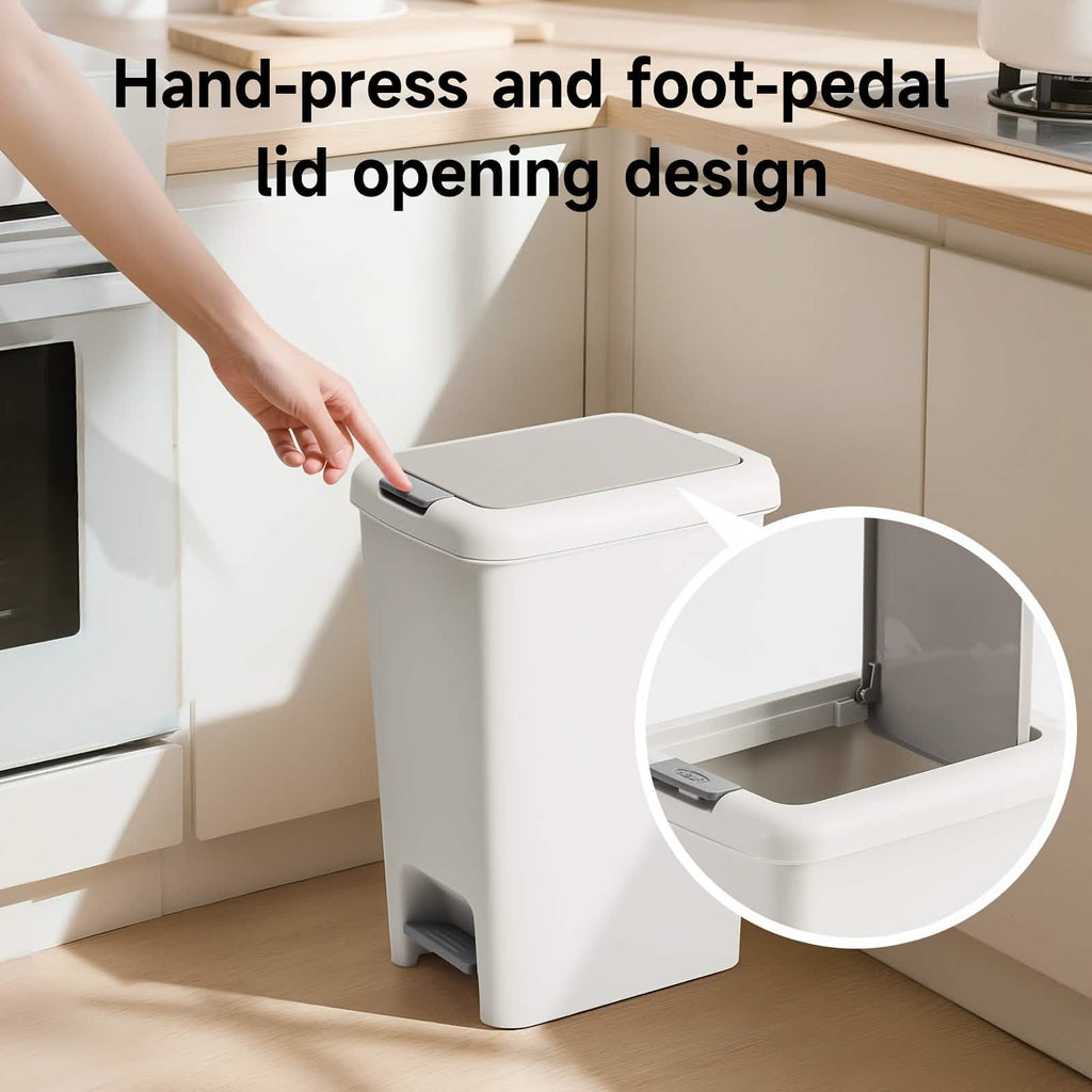 Oval Trash Can – Quiet Press-Top Lid with Foot Pedal – 20L