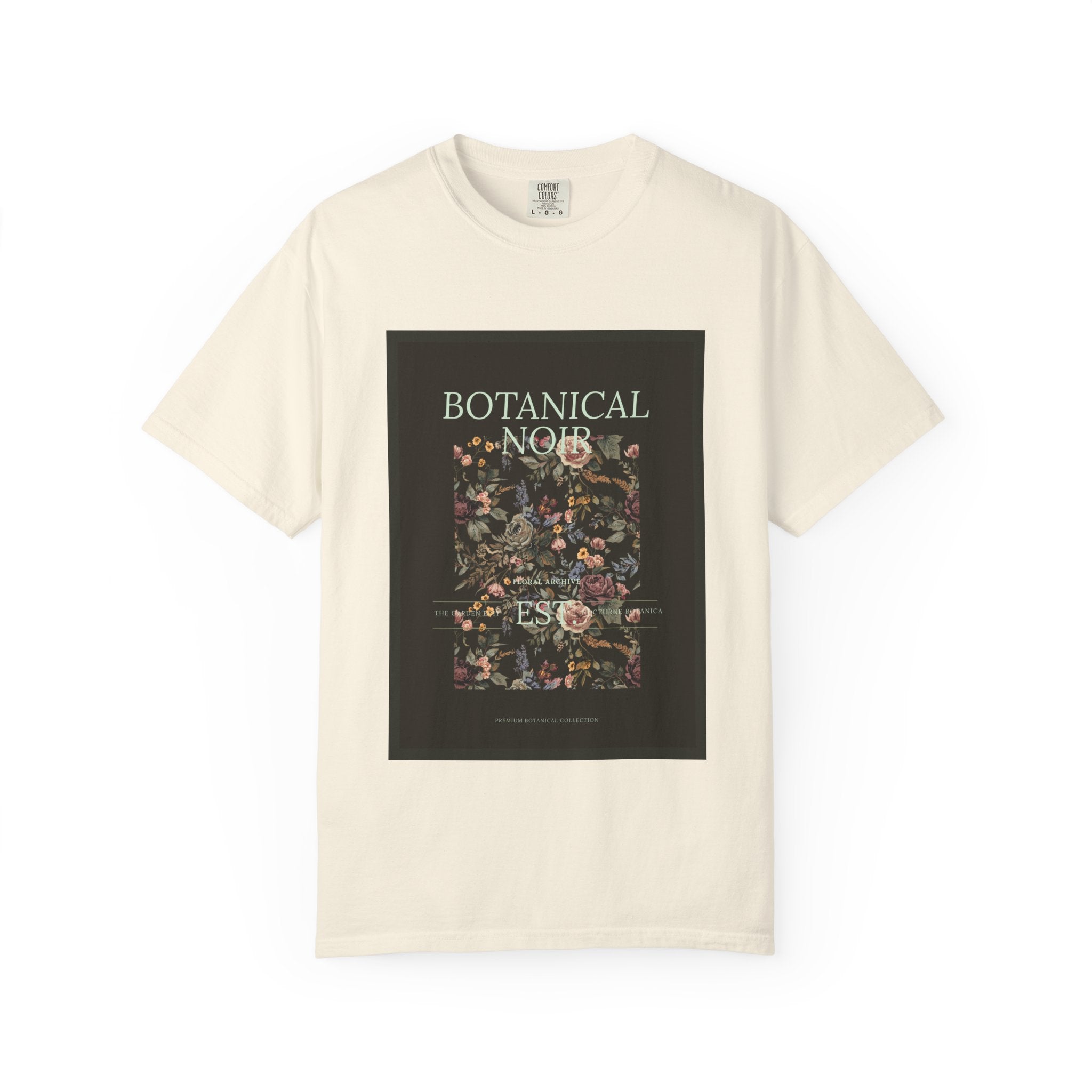 Botanical Noir Unisex T-Shirt — Vintage Floral Poster Tee