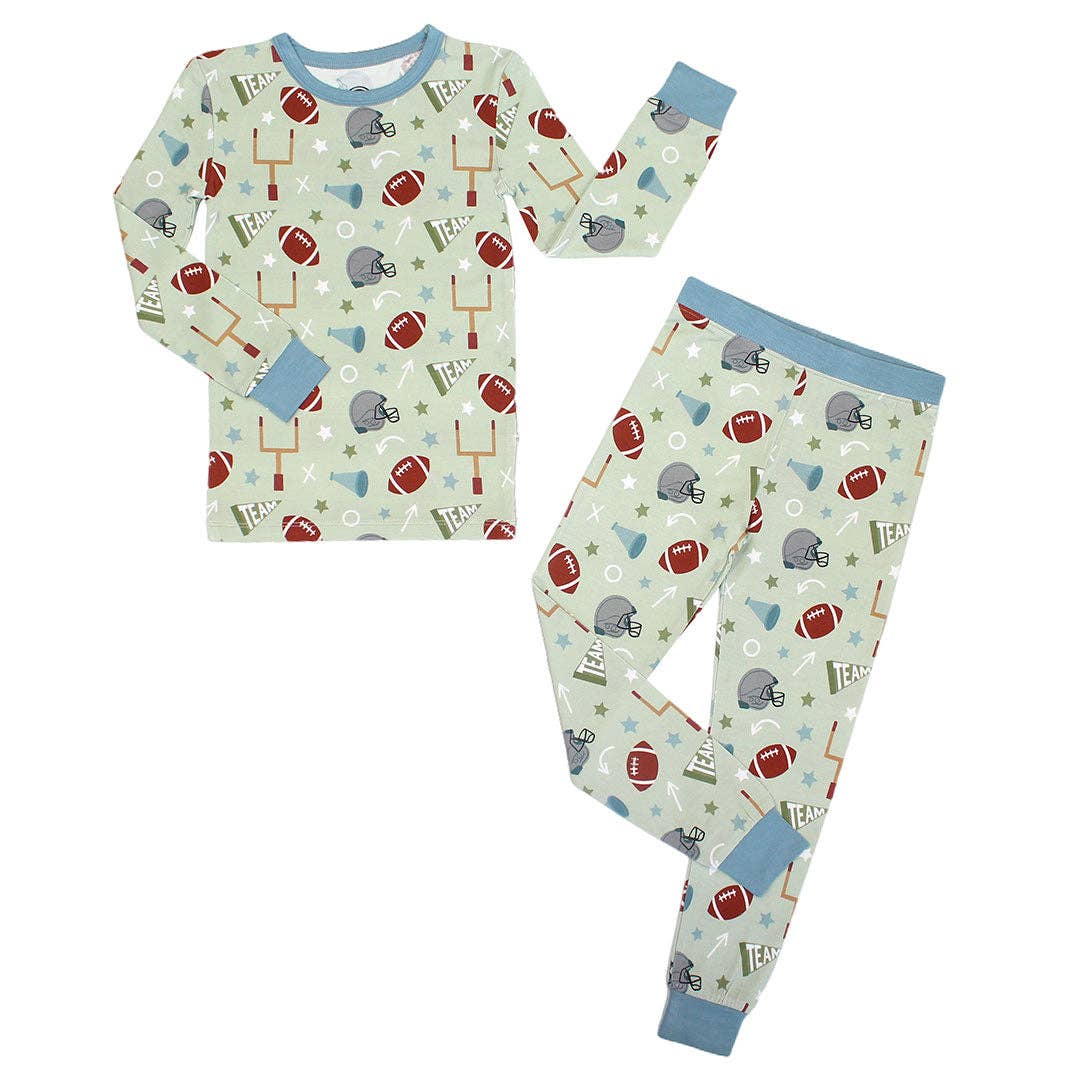 Football Game Day Boys Two-Piece Bamboo Kids Pajama Pants Set