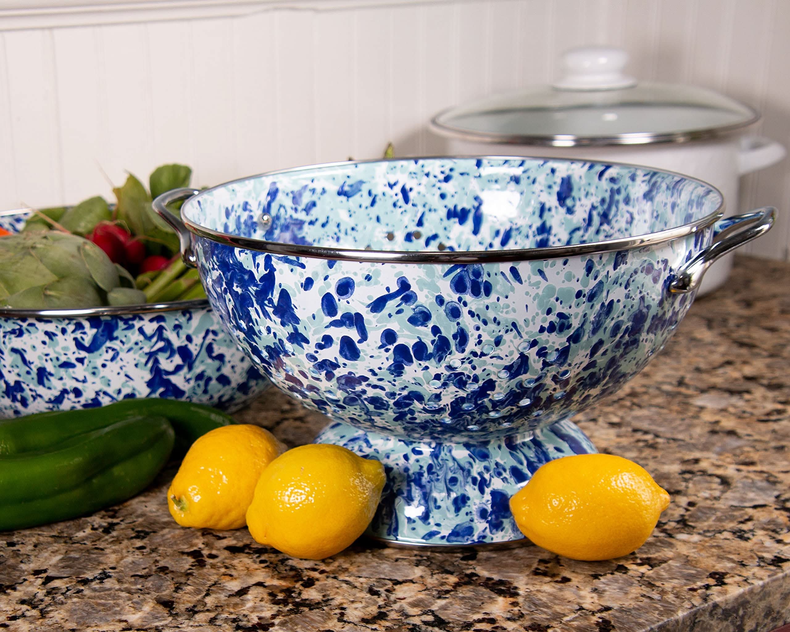 Golden Rabbit Enamelware Large Colander 5 QUART