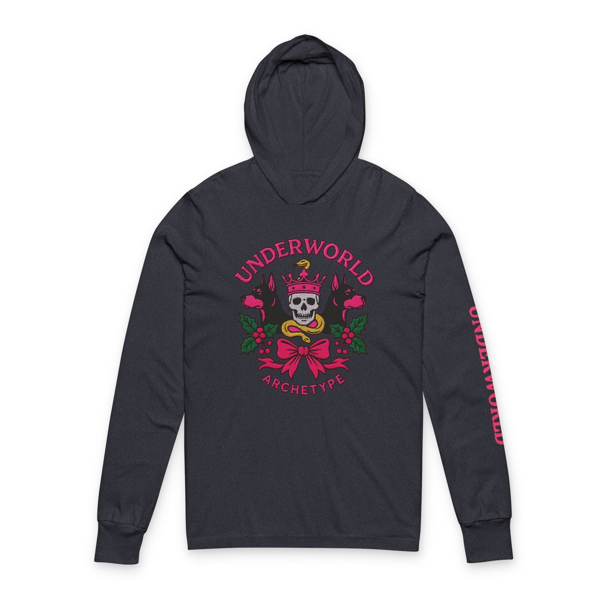Underworld Pink Snake Skull Hooded Long Sleeve Tee - Statement Streetwear