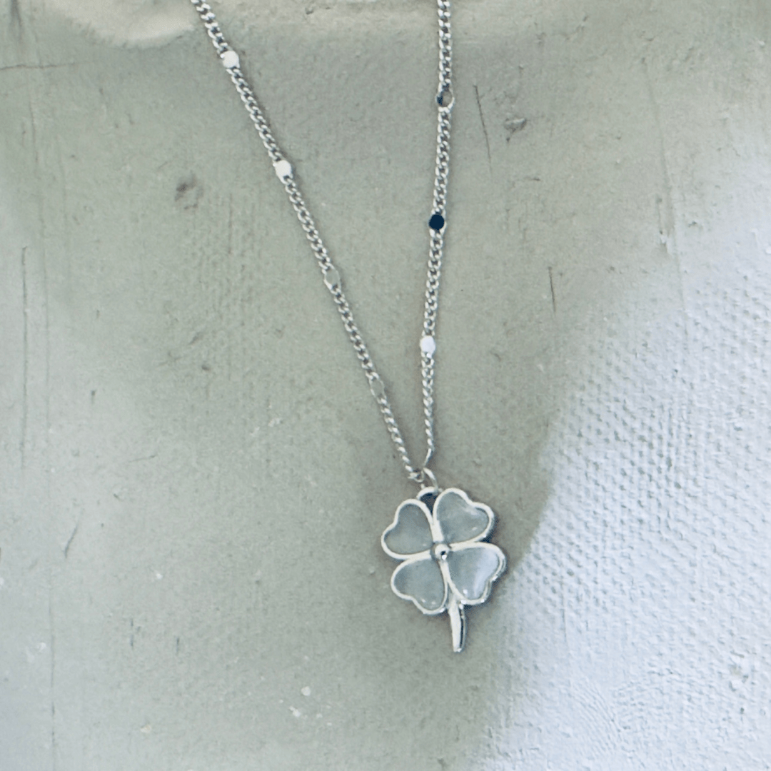 925 Sterling Silver Four-Leaf Clover Necklace – Hypoallergenic Lucky Charm with Mother-of-Pearl Inlay for Sensitive Skin | Women's | Amtikiss Casuals