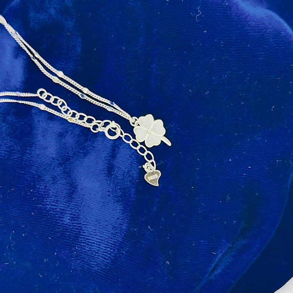 925 Sterling Silver Four-Leaf Clover Necklace – Hypoallergenic Lucky Charm with Mother-of-Pearl Inlay for Sensitive Skin | Women's | Amtikiss Casuals