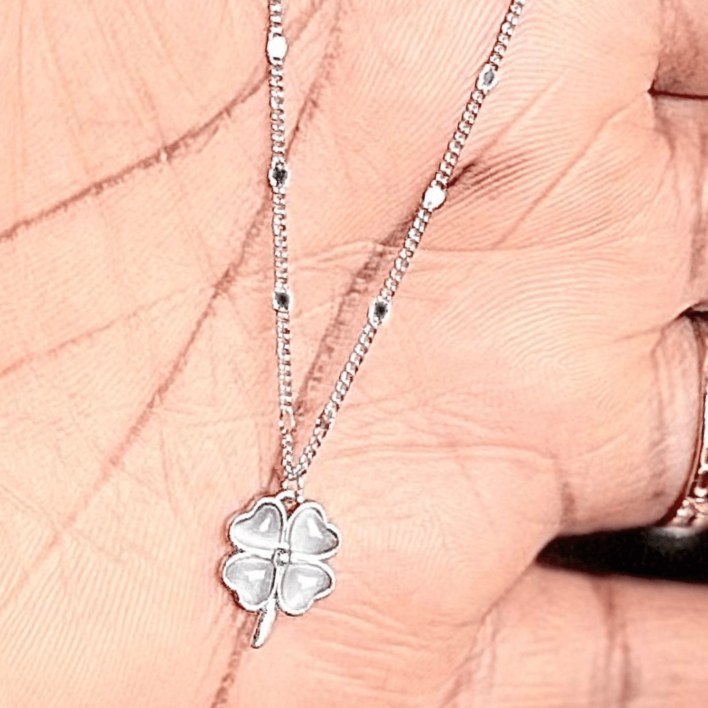 925 Sterling Silver Four-Leaf Clover Necklace – Hypoallergenic Lucky Charm with Mother-of-Pearl Inlay for Sensitive Skin | Women's | Amtikiss Casuals