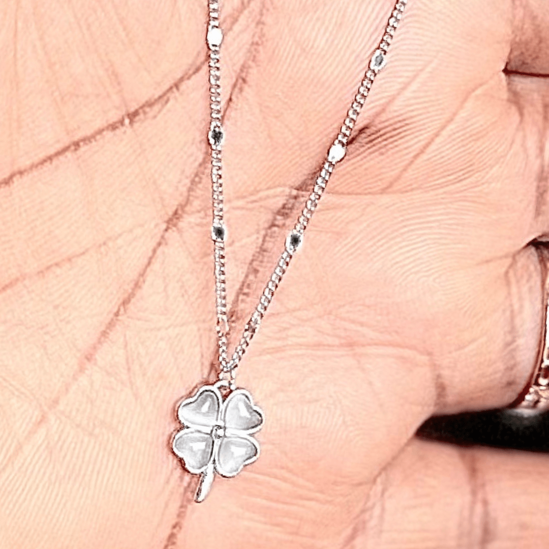 925 Sterling Silver Four-Leaf Clover Necklace – Hypoallergenic Lucky Charm with Mother-of-Pearl Inlay for Sensitive Skin | Women's | Amtikiss Casuals