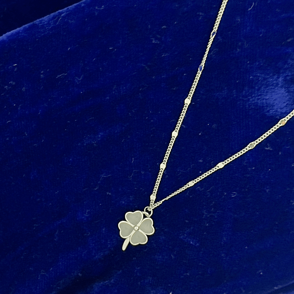 925 Sterling Silver Four-Leaf Clover Necklace – Hypoallergenic Lucky Charm with Mother-of-Pearl Inlay for Sensitive Skin | Women's | Amtikiss Casuals