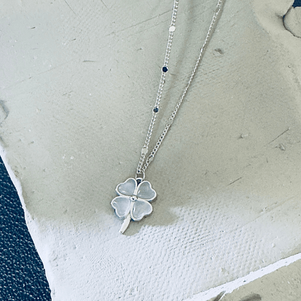 925 Sterling Silver Four-Leaf Clover Necklace – Hypoallergenic Lucky Charm with Mother-of-Pearl Inlay for Sensitive Skin | Women's | Amtikiss Casuals