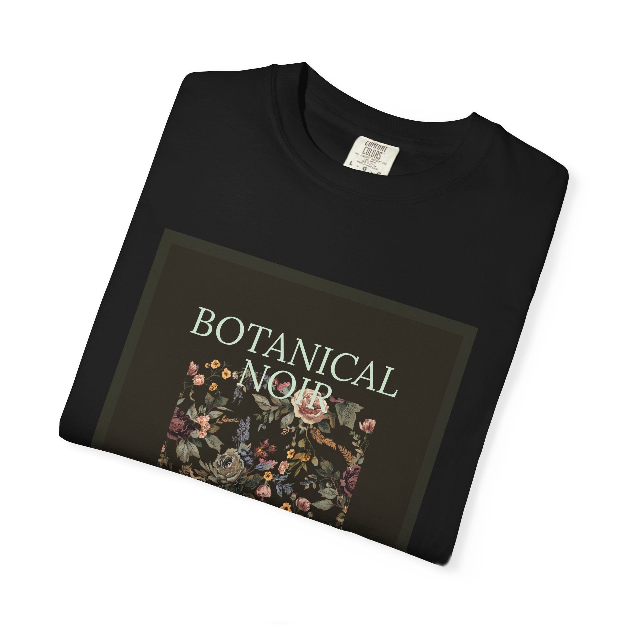 Botanical Noir Unisex T-Shirt — Vintage Floral Poster Tee