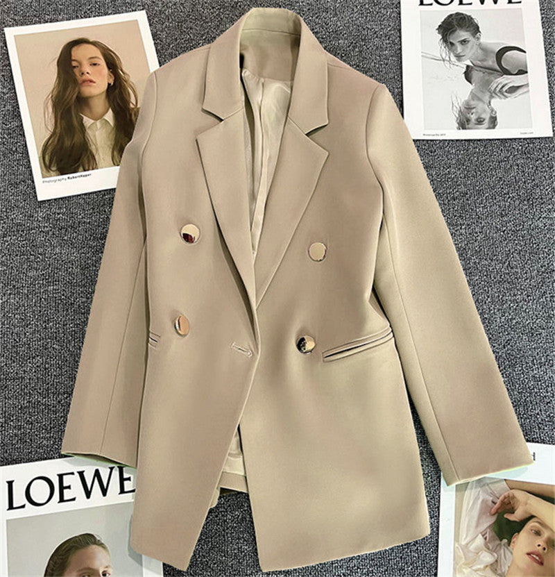 Women's Solid-Color Long-Sleeve Blazer with Metallic Zipper Detail