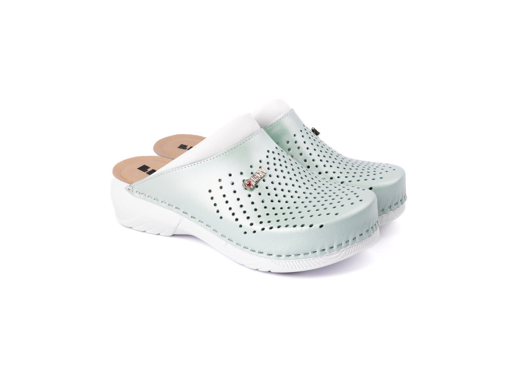 Pandora III Women's Leather Clogs - Gel Insole & Perforated Leather for Breathability