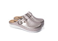 Nora IV Women's Leather Clogs - Adjustable Buckle with Removable Gel-Insole