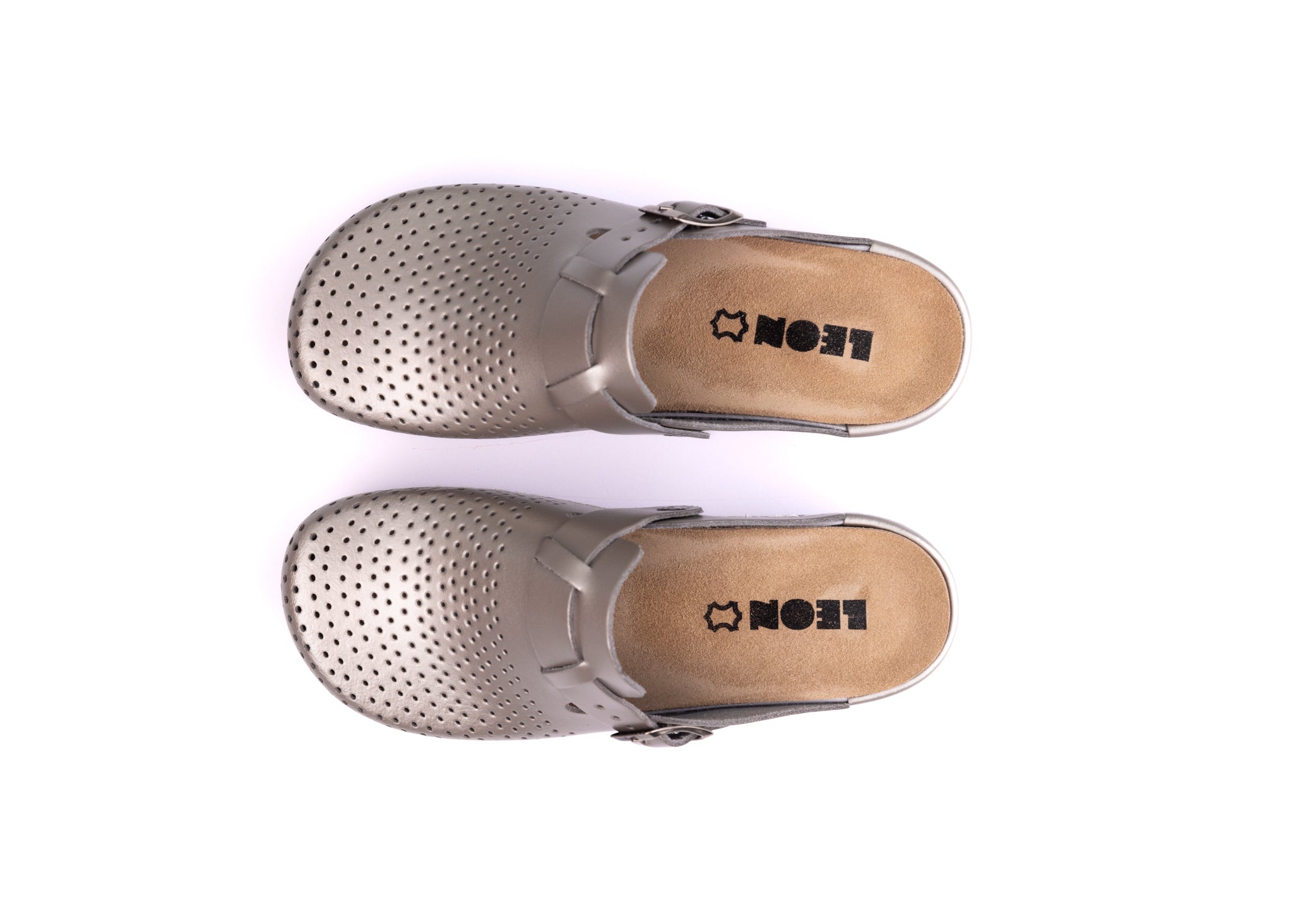 Nora IV Women's Leather Clogs - Adjustable Buckle with Removable Gel-Insole