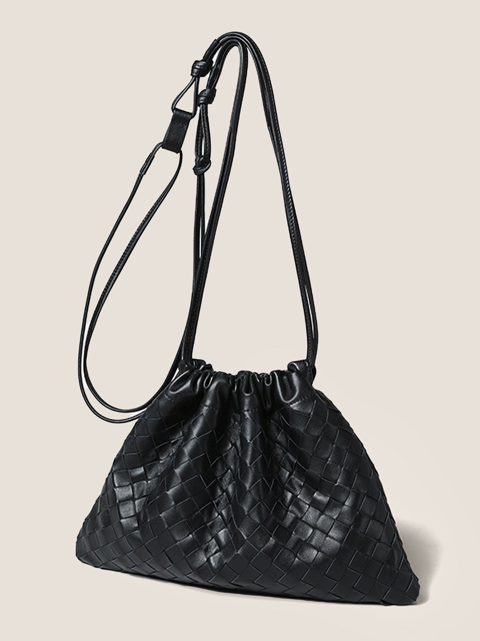 Sheepskin Woven Drawstring Commuter Tote