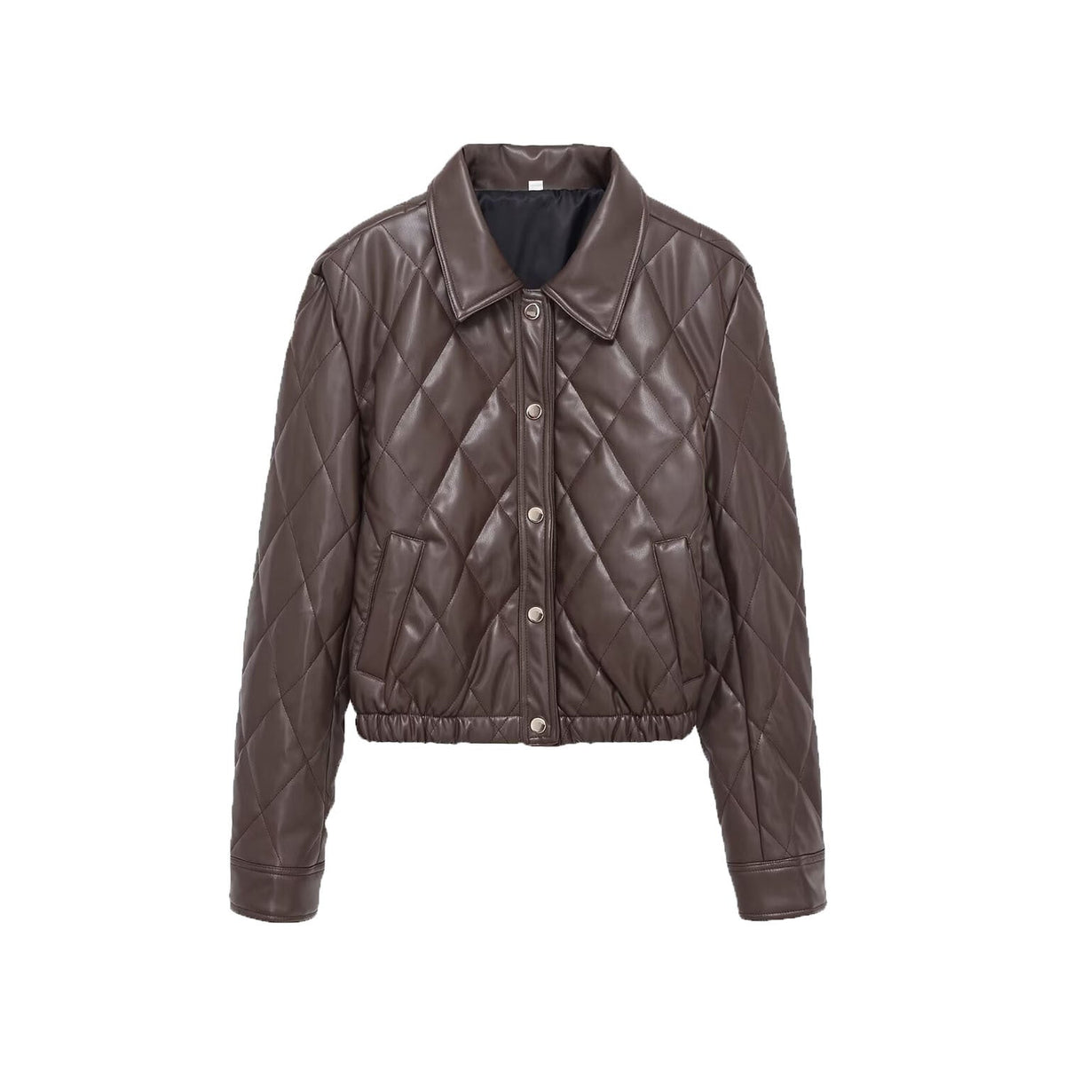 BYMANYC Women's Soho Brown Quilted Faux Leather Bomber Jacket