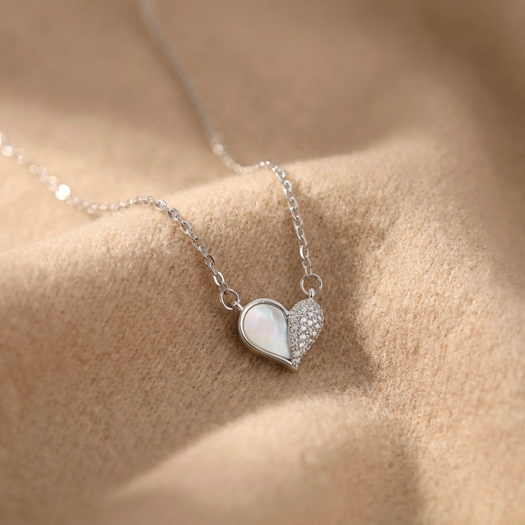 Elegant Symmetric Heart Pendant Necklace – Stainless Steel & Heart Pendant Jewelry | Women's | Amtikiss Casuals