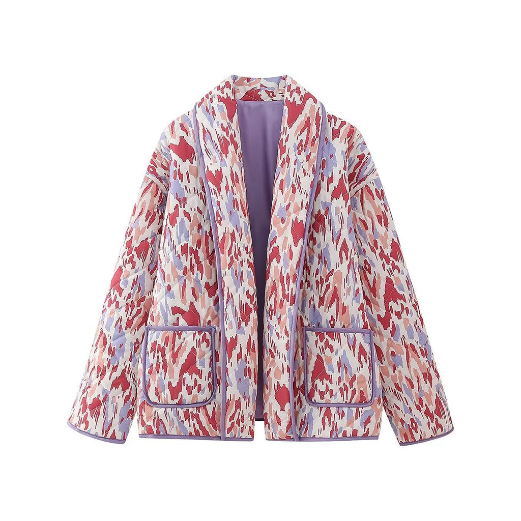 BYMANYC Women's Abstract Pastel Quilted Jacket