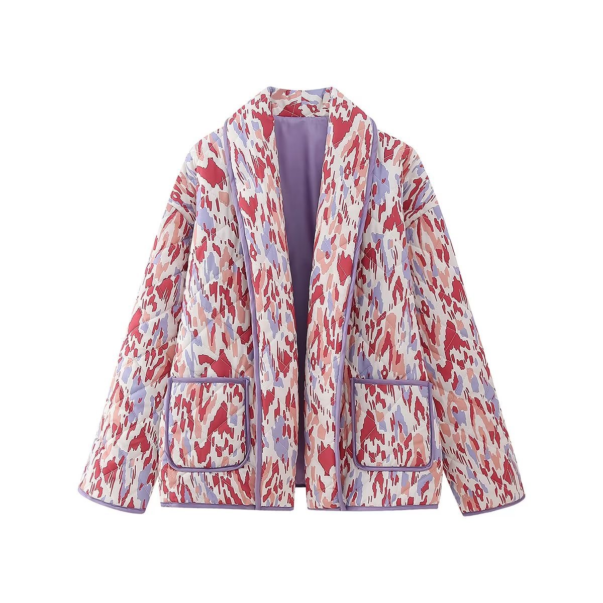 BYMANYC Women's Abstract Pastel Quilted Jacket