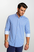The Go Big Stripe Long Sleeve Tech Shirt - Royal Blue