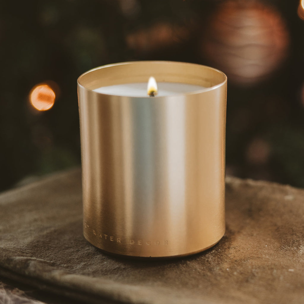 Warm and Cozy Soy Candle - Gold Metal Aluminum Jar - 10 oz