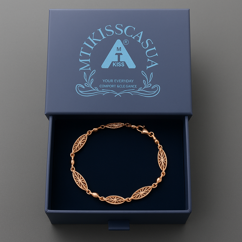 Elegant Rose Gold Filigree Bracelet - Hypoallergenic Stainless Steel Marquise Link Design | Women's | Amtikiss Casuals