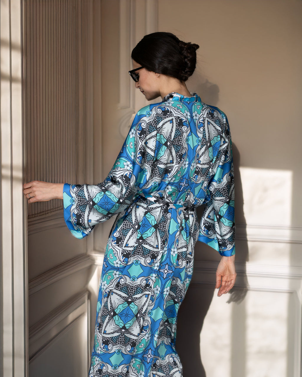 Blue Iris Satin Kimono